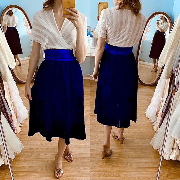 Gunne Sax Dresses & Skirts - SOLD Jessica’s Gunnies Gunne Sax Blue Velvet Midi Skirt